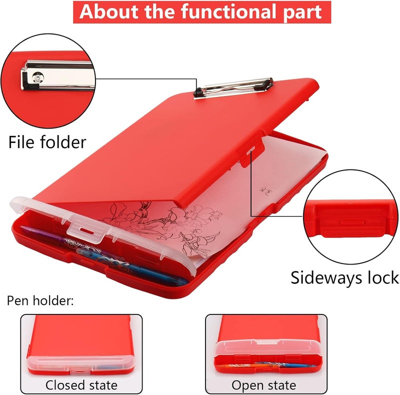 SFLHHDM Clipboard with Storage, Clip Boards 8.5x11, Plastic Clipboards with Pen Holder, Clip Board with Storage Compartments, Nurse Clipboard with Storage for Classroom, Student, Teacher - Image 5